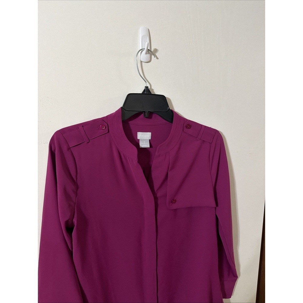 Chico's Button Up Tunic Top 3/4 Sleeve  Sz 0 EUC